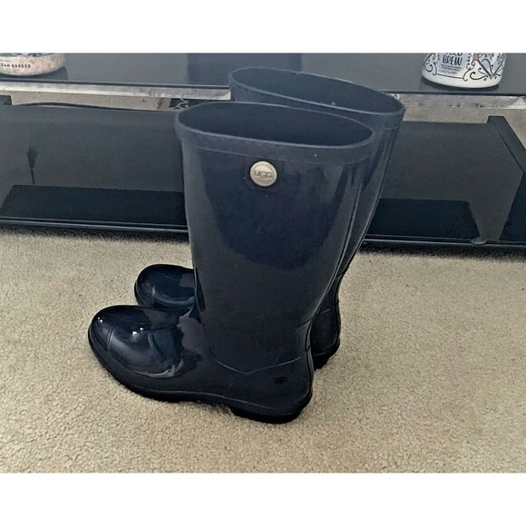 UGG Shaye Waterproof Tall Rain Boots Women’s Size 10 High Gloss Navy 1012350 - Picture 5 of 13